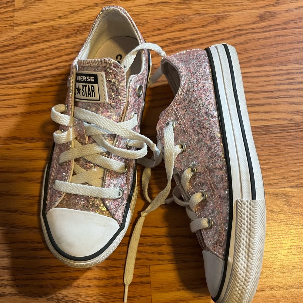 Converse Chuck Taylor All Star Low Top Pink Glitter Shoes Girls Size 1
